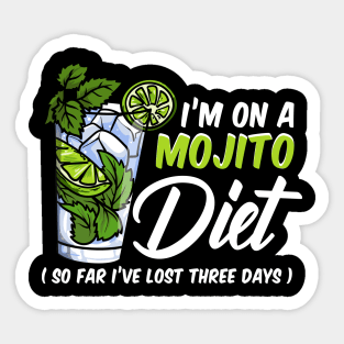 Mojito Diet Funny Party Cocktail Mix Tee Bartender Quotes Sticker